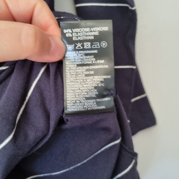 MASAI Navy White Stripe Wrap Top Size Small - Picture 11 of 11